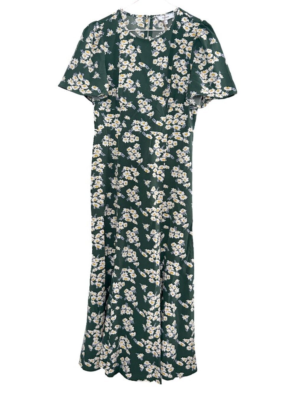 RIHOAS Green White Daisy Floral Midi Cottagecore Midi Dress Short Sleeve Size S - Picture 2 of 8